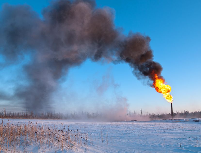 Natural gas flare Picture of an natural gas flare burning and creating smoke